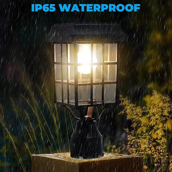 Kemeco ST4329Q-A Solar Post Light Squared Frame Exterior Waterproof Led Fixture for Outdoor Garden Street Post Pole | Lumora