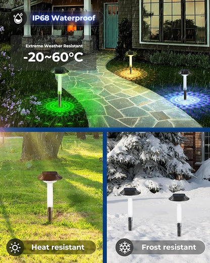 ALEPOD Color Changing Solar Pathway Lights - 6 Pack IP68 Waterproof with 7 RGB Modes for Halloween & Christmas Yard, Garden, Walkway, Pathway, Backyard, Lawn Decoration