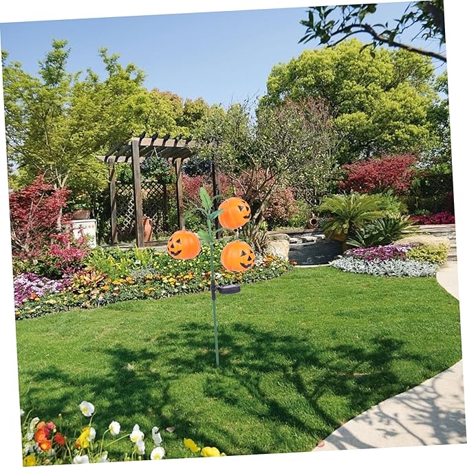 DOITOOL Ground Pumpkin LED Light Outdoor Halloween Lawn Lamp Plastic Garden Solar Lamp for Pathway Courtyard Decoration