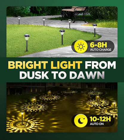 10 Pack Ultra Bright Solar Lights Outdoor Waterproof, from Dusk to Dawn Up to 12H Solar Light for Outside, Auto On/Off Solar Powered Garden Pathway Lights, Landscape Lighting (Warm White)