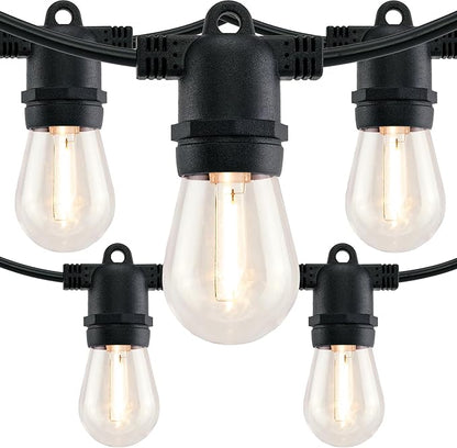 LED Patio String Lights, 35ft 18 Lights Adapter Powered, E26 Socket with S14 Bulbs Weatherproof Outdoor Bistro Lights (18 Lights - Adapter)