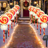 Solar Christmas Candy Cane Path Lollipop Lights-Outdoor Solar Powered 1 Panel with 5 LED Lights Pathway Landscape | Lumora