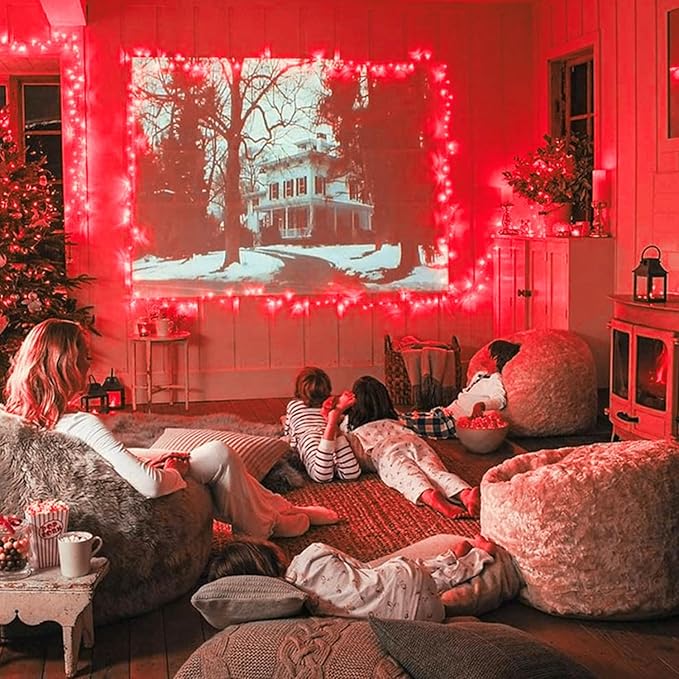 JMEXSUSS 600 LED Red Christmas Lights Outdoor, Red String Twinkle Fairy Lights Indoor Plug in, Valentines Day Lights Clear Wire for Tree Party Christmas Graduation Party Decorations