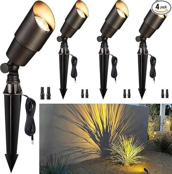 Gardenreet Brass Landscape Lighting - Outdoor Low Voltage Spotlights LED, 12V Wired Uplights, Waterproof Spot | Lumora