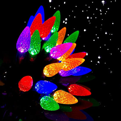 C6 Christmas Lights String Multicolor Outdoor 50 LED Strawberry Xmas Tree Indoor Waterproof Decoration Plug in 18 Feet Used for Patio Party Festive Courtyard Home(Multicolor)