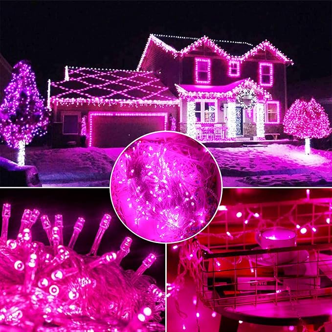 YAOZHOU Valentines' Day Christmas Decorations Pink Led String Lights,66Ft 200LED Fairy Lights Indoor Outdoor IP44 | Lumora