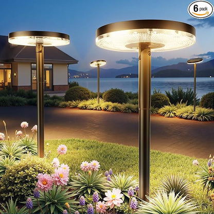 Tall Solar Pathway Lights Outdoor, 6 Pack 180° Adjustable Larger Head Solar Lights Outdoor Waterproof, Brighter Warm White/Cool White Garden Light for Yard Path Walkway Outside