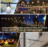 String Light Hanging Kit Outdoor, Full Black Globe String Lights Suspension Kit w/ 50FT PVC Coated Steel Cable & | Lumora