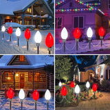 12-Pack Jumbo C9 Red White Solar Christmas Lights, Upgraded 12LED Outdoor Christmas Decorations, Solar Powered | Lumora
