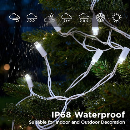 Christmas String Lights (White - Steady, 25FT), Mini LED String Lights, Waterproof Fairy Lights for Outdoor Indoor Holiday Party Patios Wedding Valentines Day Halloween Xmas Decor