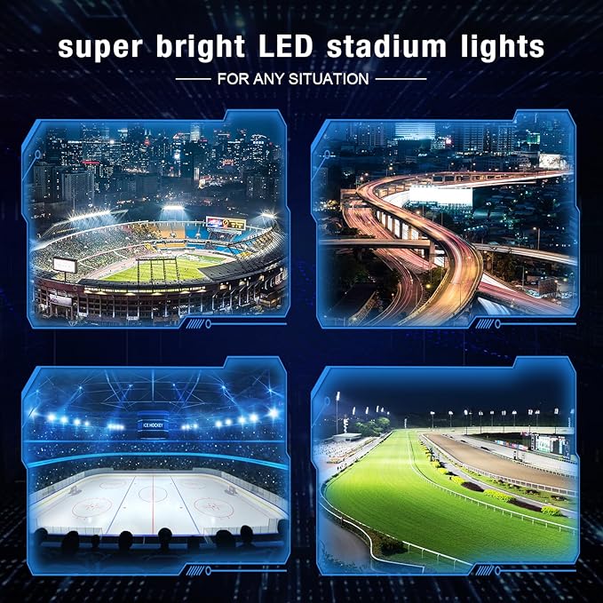 0-900W Led Stadium Lights, IP66 High Power Outdoor Sport Court Arena Light Pro-Grade High Mast Lighting with | Lumora