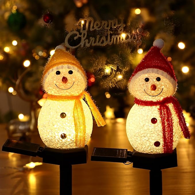 Solar Christmas Pathway Light，Set of 4 Solar Snowman Lights Waterproof Outdoor Christmas Decorations for Xmas | Lumora