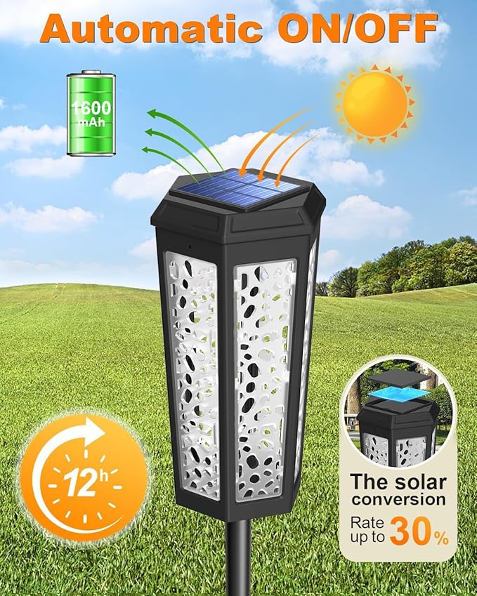 Solar Pathway Lights Outdoor (Cool White & Multicolor, 2 Pack)