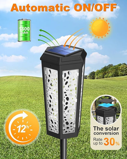 Solar Pathway Lights Outdoor (Cool White & Multicolor, 2 Pack)