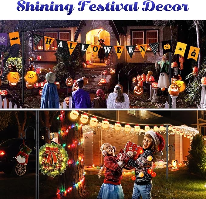 10FT String Light Poles, 1.5 Inch Heavy Duty Poles for Outdoor String Lights with Shepherd Hook, 2 in 1 Light Pole | Lumora