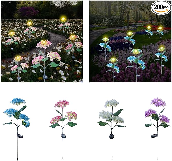 Solar Outdoor Lights, Hydrangea Garden Lights, Waterproof Garden Lawn Lamps, Inserted Flower LED Light for Yard | Lumora