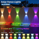 NIORSUN Solar Fence Lights Outdoor, 8 Pack Up and Down Waterproof Solar Wall Lights, Warm & Cool White + RGB, Fence | Lumora