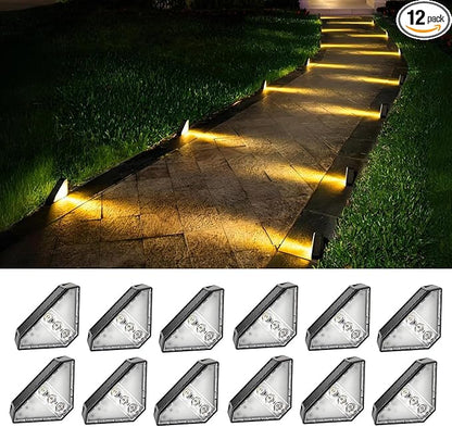 Solar Stair Lights 12 Pack, Solar Step Lights Outdoor Waterproof IP65, Outdoor Light Decor for Garden Stair, Deck, Front Step, Front Porch, and Patio, （Warm White, 3000K）