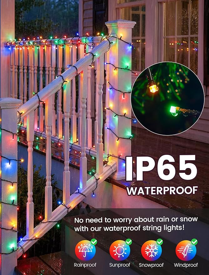 Hopolon String Lights Indoor Outdoor, 33 FT 100 LED Connectable Green Wire Twinkle Fairy Lights, Plug in Christmas Light Waterproof for Wedding Party Patio Spring Decor (Multicolor with Remote)
