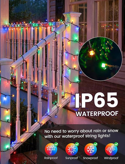 Hopolon String Lights Indoor Outdoor, 33 FT 100 LED Connectable Green Wire Twinkle Fairy Lights, Plug in Christmas Light Waterproof for Wedding Party Patio Spring Decor (Multicolor with Remote)