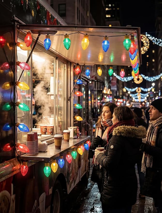 16Ft Jumbo LED Multicolor Christmas String Lights Outdoor with 10 LED Strawberry Bulb, Connectable Hanging String | Lumora