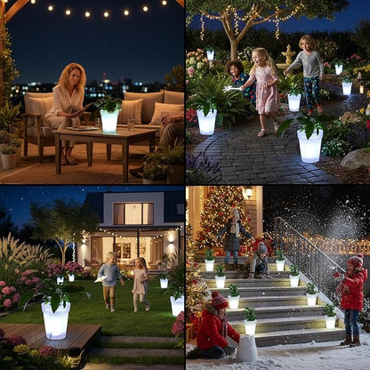 Solar Powered Flower Pot - Waterproof LED Landscape Light, Decorative Solar Planter | Pathway Lawn Yard Outdoor Home Patio Housewarming Birthday Accent