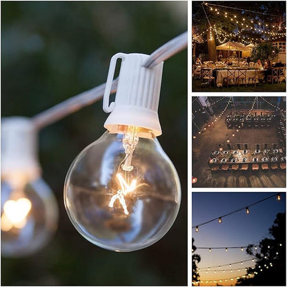 Hometown Evolution, Inc. 25 Foot Globe String Lights (G50 Clear - White Wire - 2 Inch 7-Watt Bulbs +1 Free Spare)