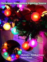 SUNSGNE 25FT LED Colored Christmas Lights with 25 G40 LED Shatterproof Frosted Multicolor Globe Bulbs, Waterproof | Lumora
