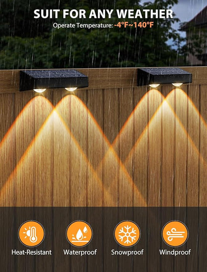GBEAST Solar Fence Lights Outdoor, RGB 8 Colors & Warm White, Bright Led Fence Lights Outdoor Waterproof Dusk to Dawn Solar Deck Light for Backyard/Railing/Wall/Step/Patio/Porch (2 Pack)