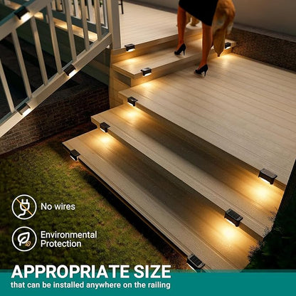 SOLPEX Solar Deck Lights Outdoor Waterproof 12Pack, Solar Powered Step Lights for Outside Stairs, Step, Fence, Yard, Patio, and Pathway(Warm White)