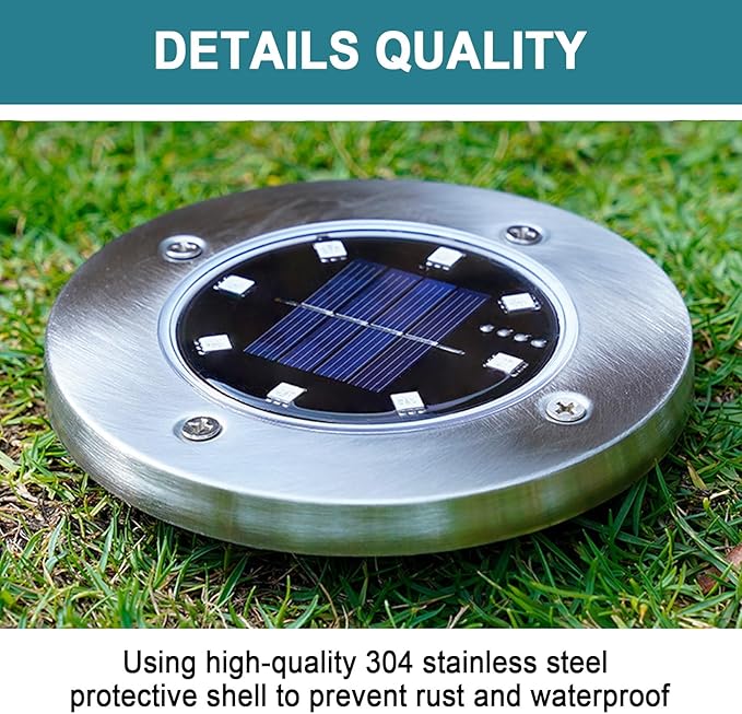 Color Changing Solar Ground Lights Outdoor, 4 Pack 8 LED Color Changing Solar Disk Lights Waterproof Garden | Lumora