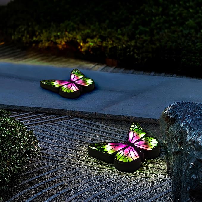 Ground Lights, Equipped with 4 Solar Lights for Outdoor Waterproofing, 14 LED Solar Landscape Lighting, Suitable for Gardens, courtyards, terraces, corridors, Lanes, and walkways (Green)