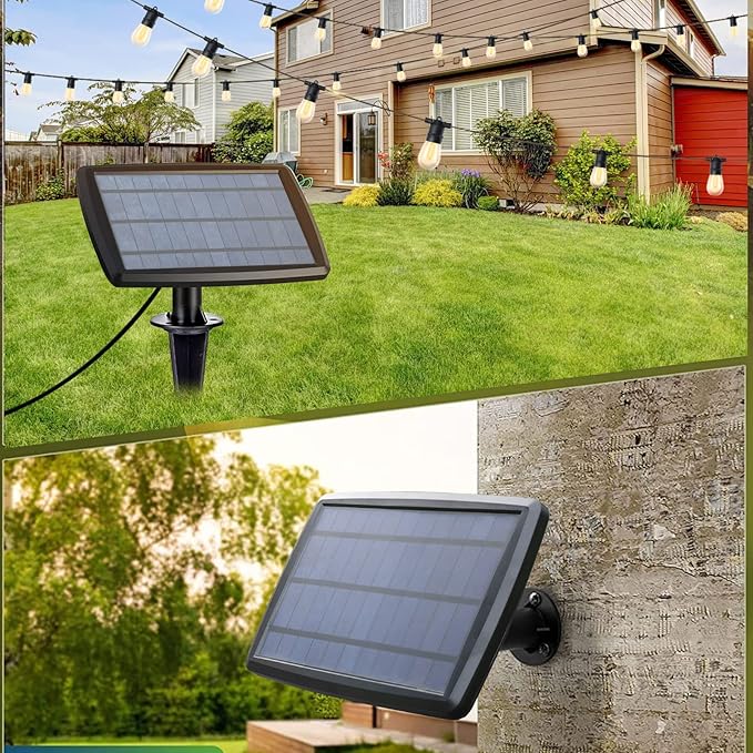 cjc Outdoor Solar String Lights Waterproof 25FT with 25 Shatterproof ST38 LED Bulbs, 2700K Solar Lights Outdoor | Lumora