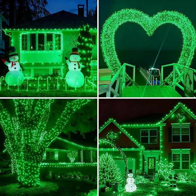 QITONG Green Solar String Lights, 2 Pack Each 66ft 200 LED Christmas String Lights Outdoor Waterproof, 8 Modes | Lumora