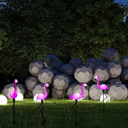 Mudder 3 Pieces Flamingo Solar Lights Outdoor, Pink Flamingo Solar Lights Outdoor Waterproof Lawn Garden Ornaments Yard Stake Garden Decor for Pathway, Patio, Lawn, Birthday