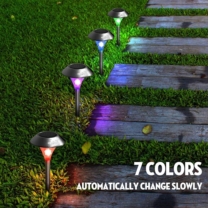 Solar Lights Outdoor Decorative, Color Changing Solar Lights for Garden, KOCASO Solar Landscape Lights, Decor for Path, Flower Bed, Yard, Walkway (4 Pack)