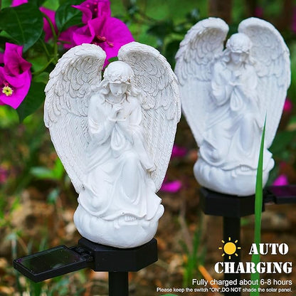 Angel Solar Lights Outdoor Garden Waterproof Decorative Stake Light for Yard Patio Pathway Lawn Ornaments Garden Decor Christian Christmas Decorations Gifts