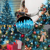 70 Count C6 LED Christmas Lights - 35.5ft Aqua String Lights, Indoor/Outdoor, Commercial Grade, Waterproof, UL | Lumora