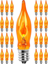 25-Pack Amber Flame Light Bulbs, Vintage C18 Frosted Glass Bulb with E12 Base, Ideal - Incandescent Outdoor Bulb | Lumora