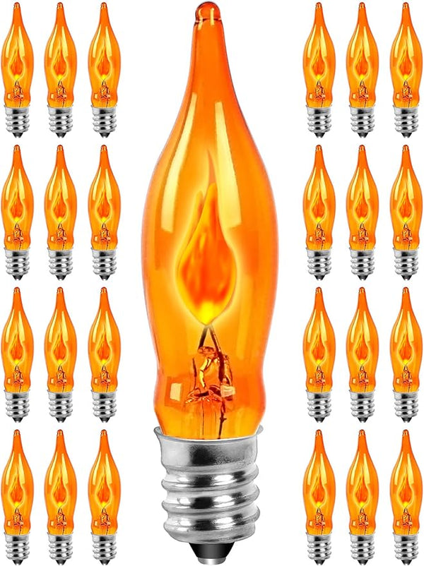 25-Pack Amber Flame Light Bulbs, Vintage C18 Frosted Glass Bulb with E12 Base, Ideal - Incandescent Outdoor Bulb | Lumora