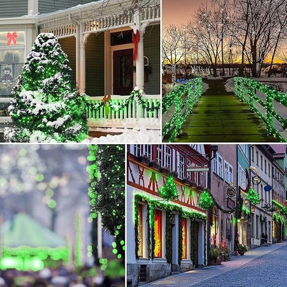 kemooie 300 LED Green St. Patrick's Day Lights, 99 FT 8 Twinkle Modes Connectable Plug in Green Wire String Lights, Waterproof Christmas Lights for Party Irish St Patrick's Day Xmas Decorations