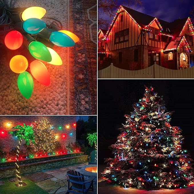 C7 Christmas Lights Outdoor 25Ft LED Christmas String Lights with 27 Multicolor LED Bulbs(2 Spare), Vintage | Lumora