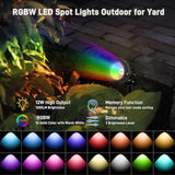 12W RGBW Color Changing Landscape Spotlights, 110V Plug-in Outdoor LED Spot Lights with Remote Control, IP65 | Lumora