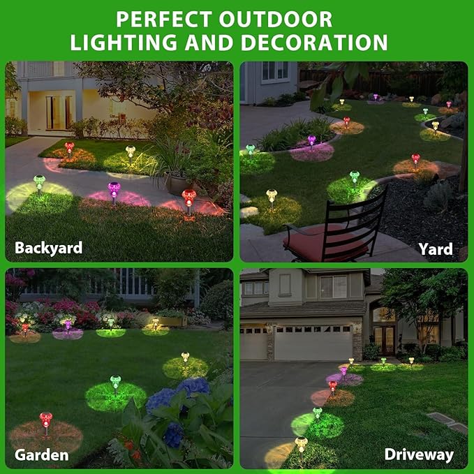 QUQUQ Solar Pathway Lights Solar Lights Outdoor Pathway Powered LED Mushroom Garden for Yard Yard Patio Decor(Warm White)
