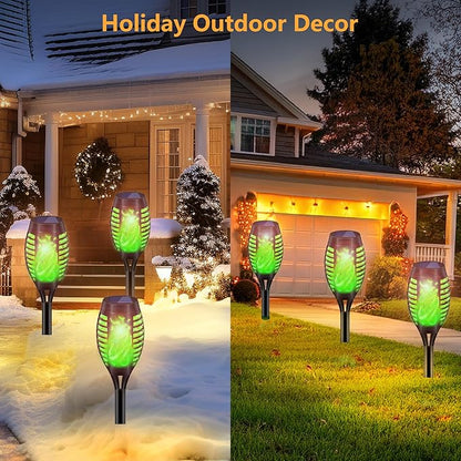 Solar Torch Lights for Garden Decor, 8 Pack 12 LED Solar Lights, Flame Torch Solar Lights Outdoor