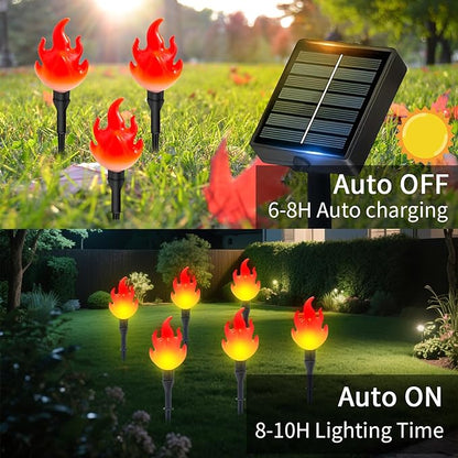 ALENEY Christmas Light Solar Lights Outdoor, 6.2Ft Cute Flame Light String with Stake, Waterproof 10 LED Garden Decor for Outside Patio Pathway Yard Halloween Decorations, Warm White