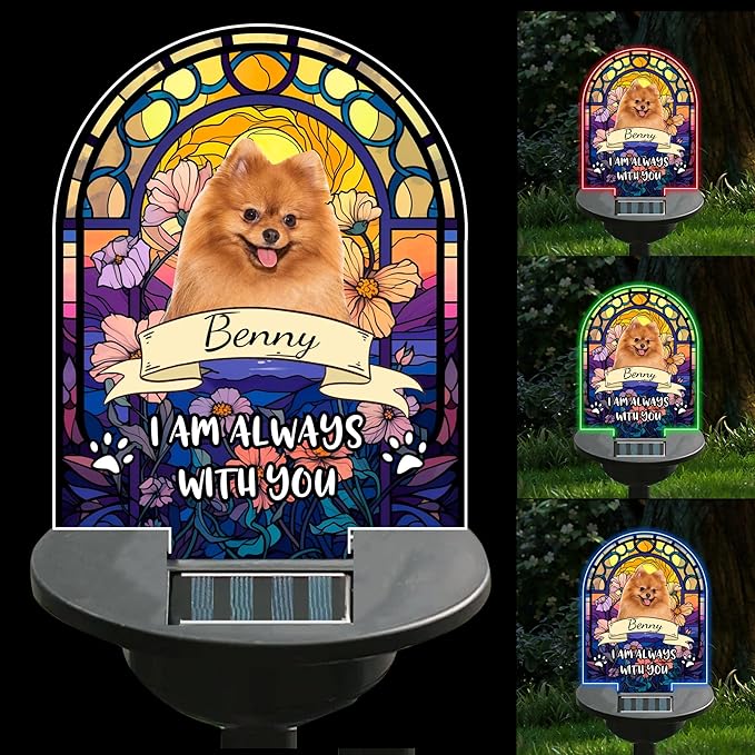 Personalized Photo Solar Light - Custom 'I'm Always with You' Garden Light - Sympathy Gift for Family Member or Pet Loss Memorial
