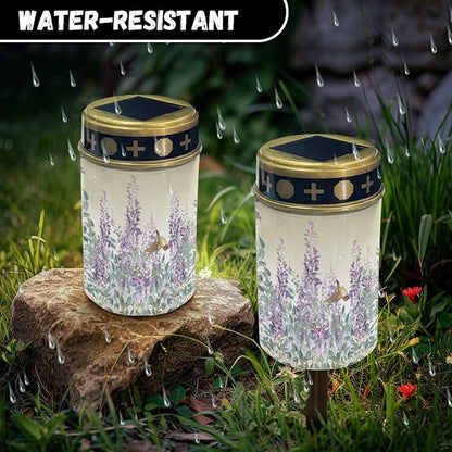 Lavender Solar Lights Outdoor Waterproof Solar Pathway Lights LED Solar Lantern Landscape Lighting Solar Stake Lights,Pretty Spotlight,Wall Light Auto On/Off