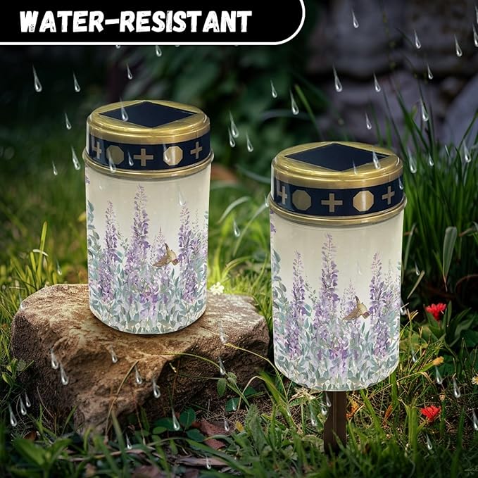 Lavender Solar Lights Outdoor Waterproof Solar Pathway Lights LED Solar Lantern Landscape Lighting Solar Stake Lights,Pretty Spotlight,Wall Light Auto On/Off