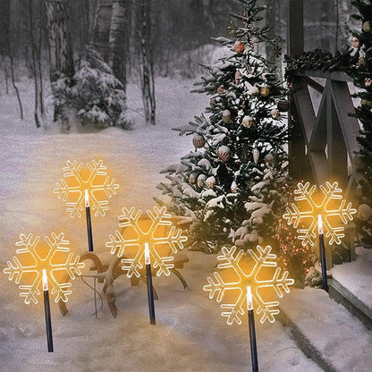 Solar Led Pathway Lights Snowflake Path Light for Christmas Decoration Waterproof Garden Light Yard Decoration Warm White (Snowflakes)